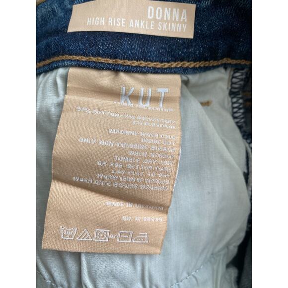 KUT from the Kloth Donna High-Rise Ankle Skinny Raw Hem Size 2 Blue Whiskers NWT - Picture 6 of 7
